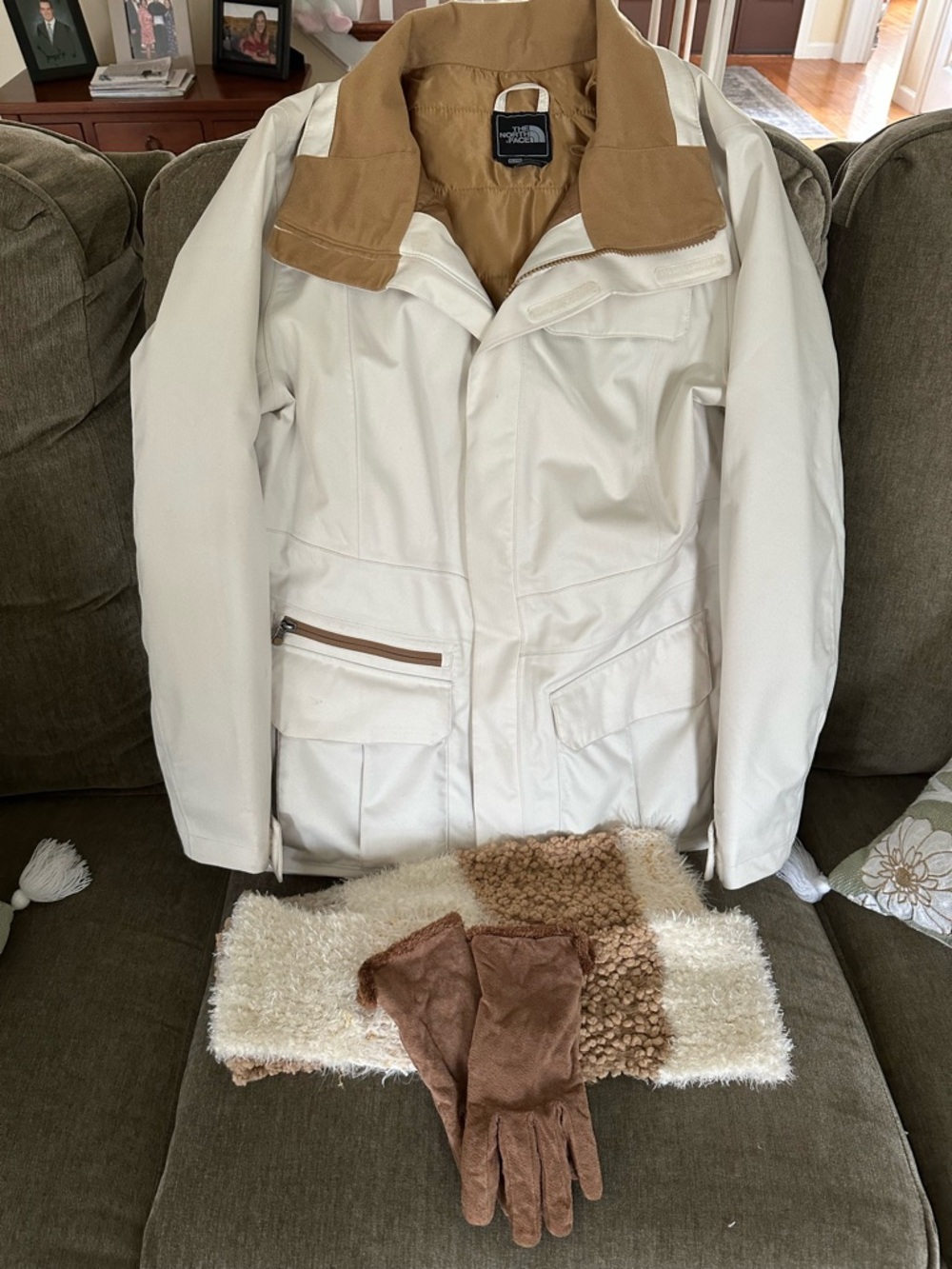 The North Face Women’s Cream and Brown Winter Ski Jacket